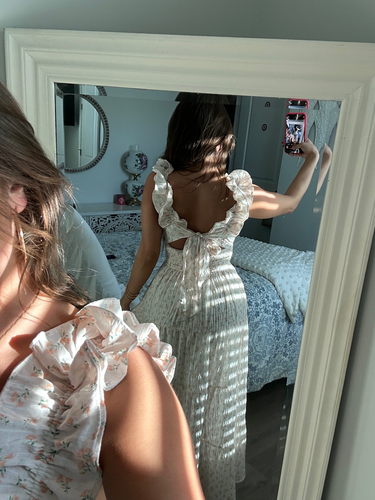 Floral Print Ivory Ruffle Maxi Dress💐