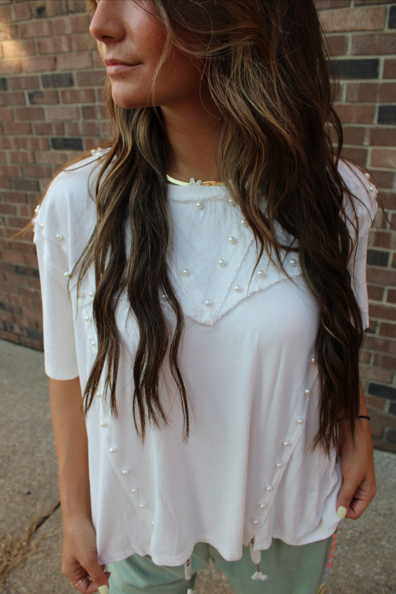 Claire Top with Pearl Detail