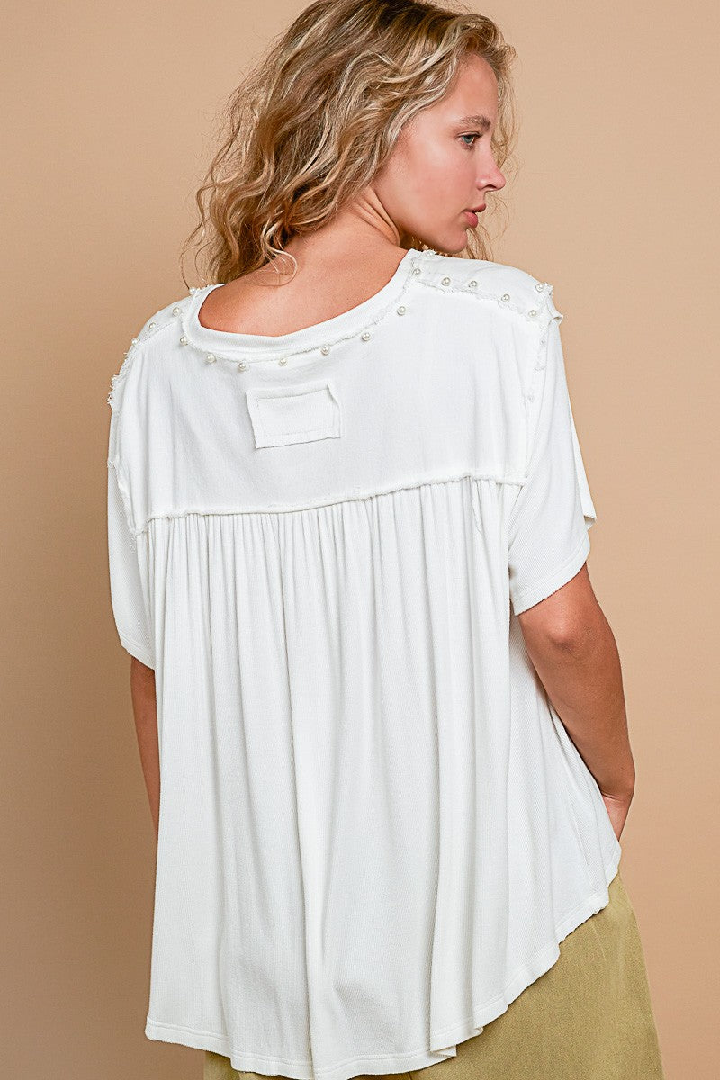 Claire Top with Pearl Detail